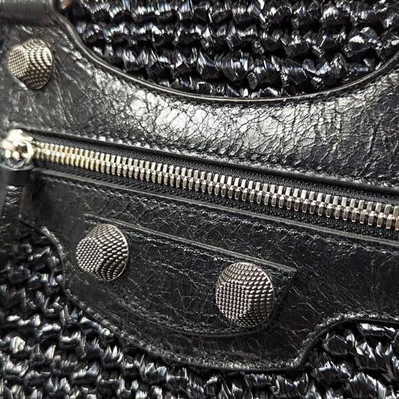 Balenciaga Women's Large Le Cagole Panier Black Raffia Tote Bag (MSRP $1,750) - Picture 5 of 13